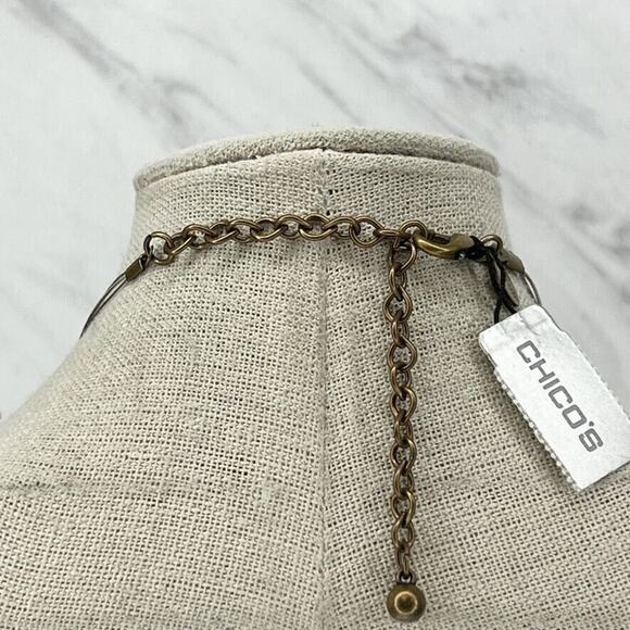 Chico's Gold Tone Multi Strand Wire Beaded Necklace Made in USA - Picture 4 of 7